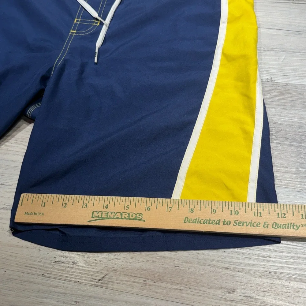 Vintage Y2K Nike Swim Trunks Mens Sz M Yellow Blue Lined Pocket Elastic Waist